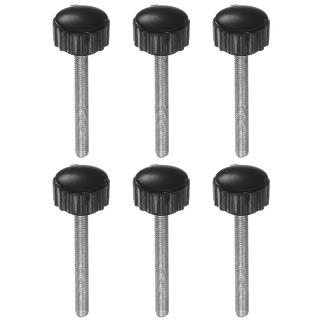 Unique Bargains 6 Pack M4 x 40mm Filetage Mâle 16mm Moleté Poignée Boutons de Serrage Poignée Pouce Vis Noir
