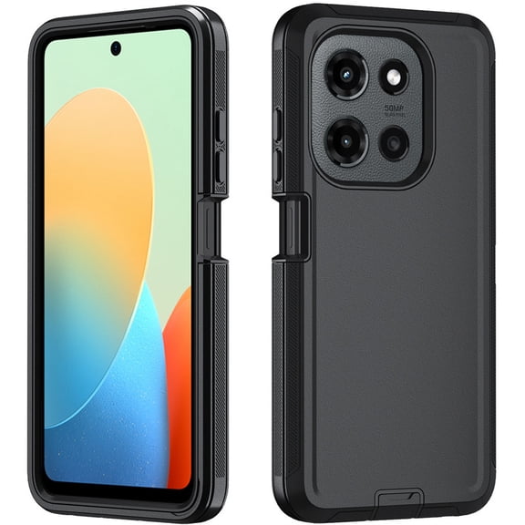 Phone Case for Motorola G & G Play 5G (2025), Heavy Duty 3-Layer Hybrid Silicone Shockproof Cover, for Moto G & G Play 2025 5G Protective Shell, Black