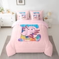 thumbnail image 2 of Manfei Sea Animal Axolotl 7-Piece Bedding Comforter Set,Colorful Sealife Croal King Bedding Sets,First Letter E Bed Sheets For Girls,Super Cozy Room Decor Reversible, 2 of 8