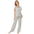 thumbnail image 3 of Fruit of the Loom Women's Soft & Breathable V-Neck Short Sleeve Top & Pajama Pant Set, Sizes S-4X, 3 of 12
