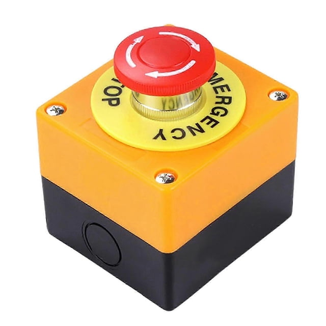 Red Sign Emergency Stop Push Button Sturdy Plastic E-Stop Push Button for Indoor and Outdoor Electrical