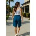 thumbnail image 5 of OHHSHEEN Women's Comfy Bermuda Shorts - Elastic Drawstring Waist, Utility Pockets, Summer Casual, 5 of 6