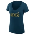 thumbnail image 2 of Women's G-III 4Her by Carl Banks  Navy Milwaukee Brewers Dot Print V-Neck Fitted T-Shirt, 2 of 3