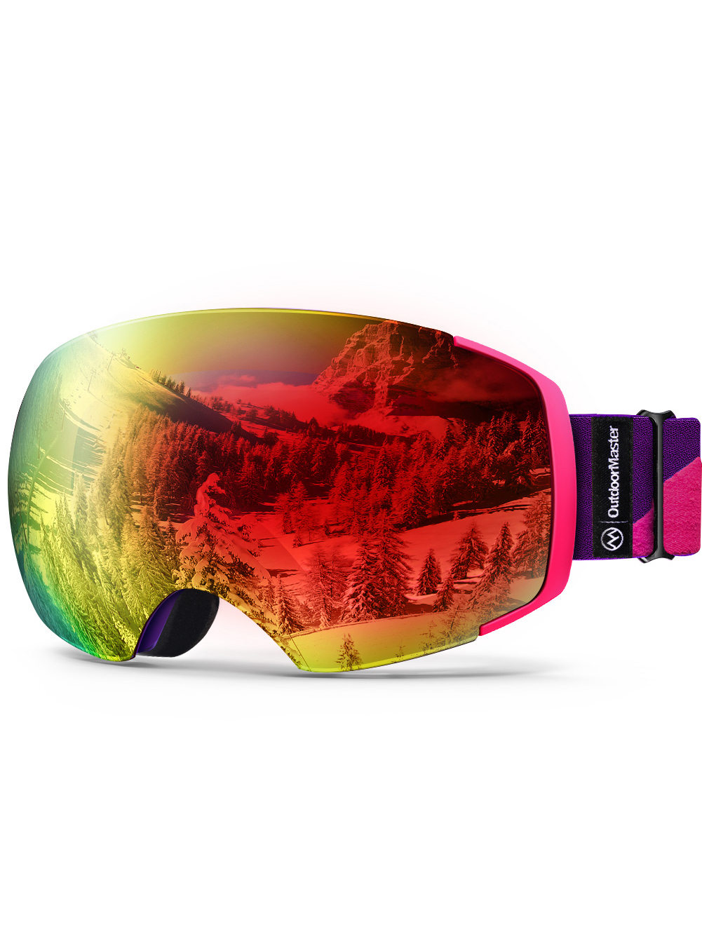 OutdoorMaster Ski Goggles PRO Frameless, Pink/Purple - Grey Lens Red VLT 15% - image 1 of 3