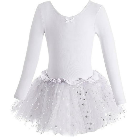Dancina Girls Long Sleeve Leotard Sparkle Tutu Dress - Soft & Stretchy Ballerina Outfit for Ballet Class, Dance Recitals & Dress-Up