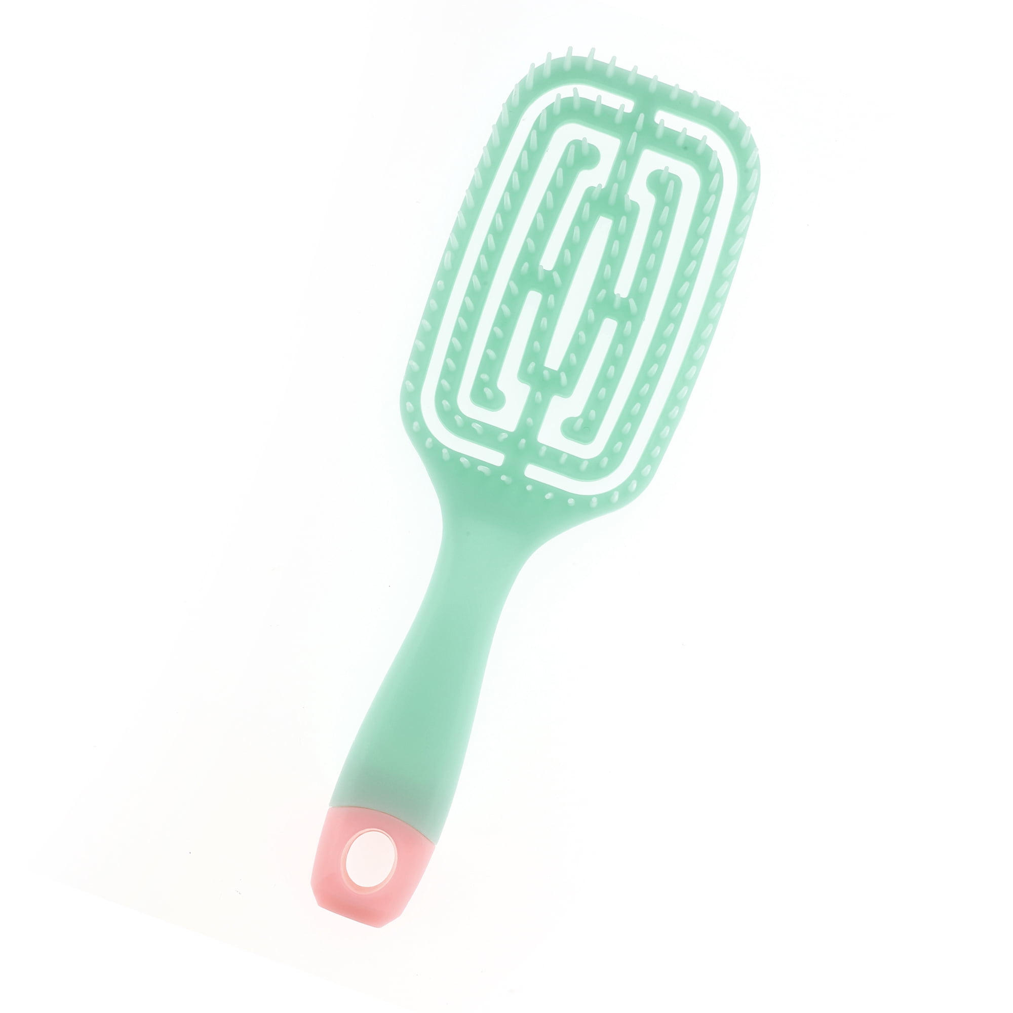 Unique Bargains 1 Pc Hollow Large Curved Hair Brush with Soft Cushion Base Green