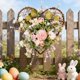 thumbnail image 4 of CaiYueKe Artificial Heart Shaped Flower Wreath Wall Decor Hanging Door Decoration Spring Easter Home Decor Floral Arrangement Faux Plants Greenery Rustic Farmhouse Wedding Party Decorative Gift, 4 of 6