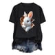 thumbnail image 5 of Tops de Cuello Alto para las Mujeres Amante Impreso Camiseta Cuello Redondo Manga Corta, Poliéster Spandex, 5 of 7