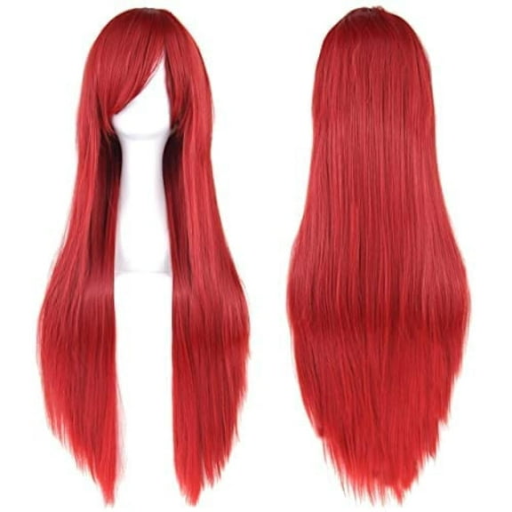 Firefly Hope 80cm Long Straight Synthetic Wig with Bangs, Colorful Style for Party (Red)