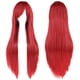 thumbnail image 1 of Nvzi Peluca de cabello natural liso de 80 cm de largo con flequillo para cosplay, peluca colorida para fiesta de Halloween para niña (roja), 1 of 5