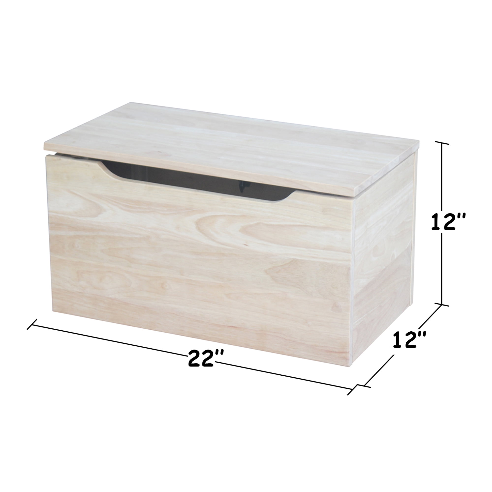 International Concepts Wood Bedroom Kids Toy Bench and Storage Box 22"Wide Unfinished