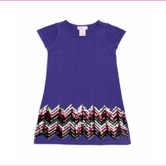 Design History Girls' Sequin Accented Sweater Dress, Sugarplum, Size 6