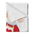 thumbnail image 2 of Alice in Wonderland Soft Flannel Fleece Blanket, Rabbit Playing Royal Trumpet with Heart Design Animal Card Kids, Cozy Plush for Indoor and Outdoor Use, 50" x 60", Yellow White Red, by Ambesonne, 2 of 5