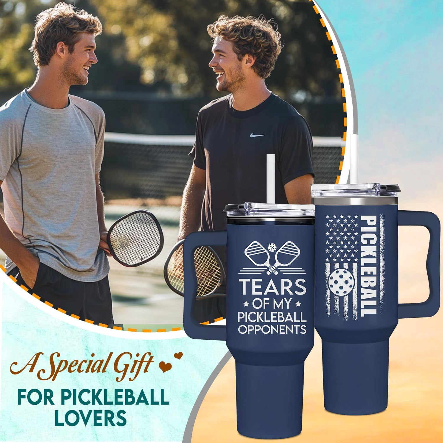 Pickleball Gifts For Men, Gifts For Pickleball Lovers, Pickleball Christmas Gift, Pickleballs Present Ideas From Son, Daughter And Kids, Christmas Presents For Dad, Tumbler 40oz With Handle
