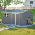 thumbnail image 2 of 12x10 FT Metal Outdoor Storage Shed, Large Waterproof Garden Tool Shed with Lockable Doors, Steel Utility Shed for Backyard, Patio, Lawn & Garden, Grey, 2 of 10