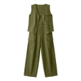 thumbnail image 6 of Iyufng Women's Solid Color Summer Outfits 2 Piece Button Down Vest Top and Casual Pants Set with Pockets, 6 of 9