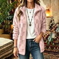 thumbnail image 2 of Winter Fleece Coats for Women Plus Size Turndown Collar Long Sleeve Solid Color Thick Velvet Warm Coat Winter Sports Casual Jacket Outerwear with Pockets, 2 of 10