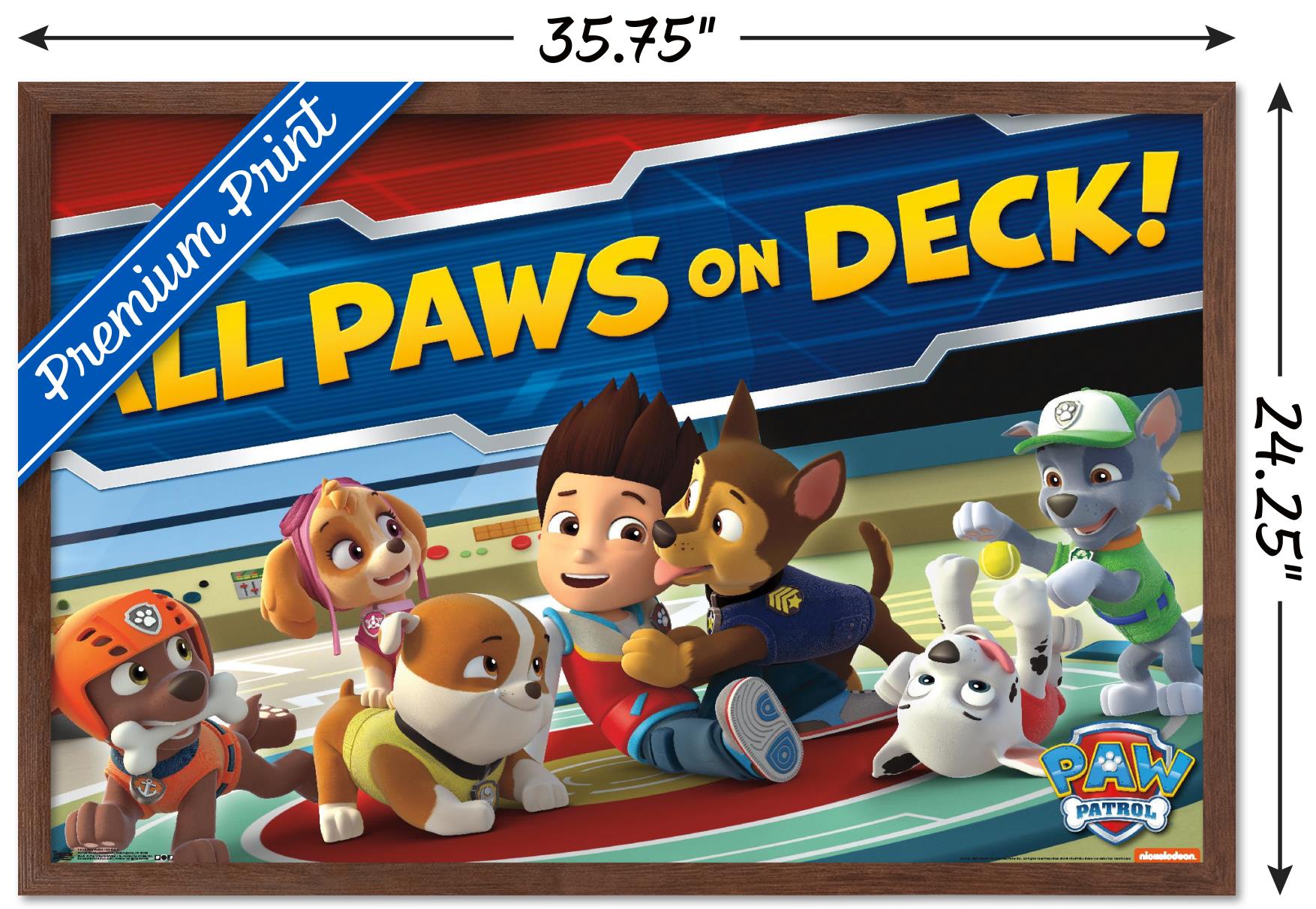 Nickelodeon Paw Patrol - On Deck Wall Poster, 22.375" x 34", Framed