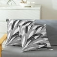 thumbnail image 5 of Throw Pillow Cases Pack of 2 Cozy Fleece Two-Tone Abstract Feather Decorative Cushion Covers for Couch Bed Sofa Farmhouse Decoration 20 X 20 Inches Black Grey, 5 of 6