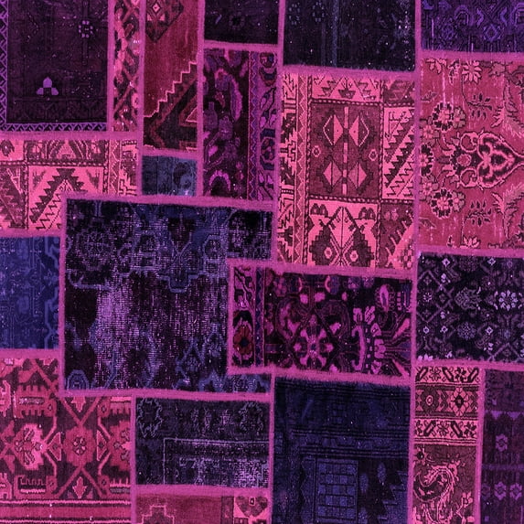 Ahgly Company Indoor Square Patchwork Pink Transitional Area Rugs, 6' Square