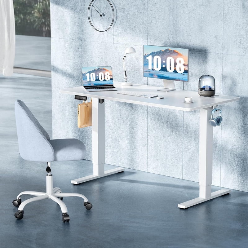 Kelno 55 Inch Electric Standing Desk Adjustable Height Ergonomic Sit Stand Computer Desk with Memory Preset,White