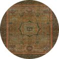 thumbnail image 1 of Ahgly Company Machine Washable Indoor Round Abstract Saddle Brown Area Rugs, 5' Round, 1 of 7