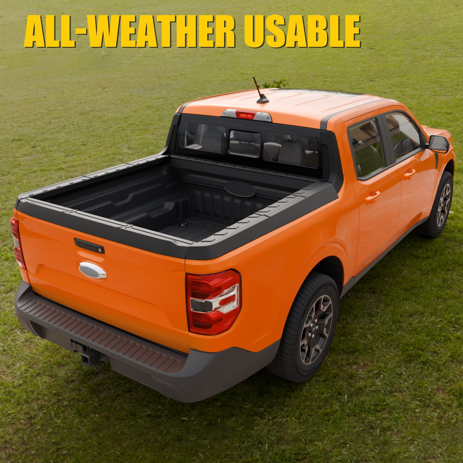 Truck Bed Cap Covers Compatible with 2022-2025 Ford Maverick Pickup Bed Front Side Rail Cap Protector Tailgate Molding Cover Protector 4PCS for 2024 Maverick Accessories