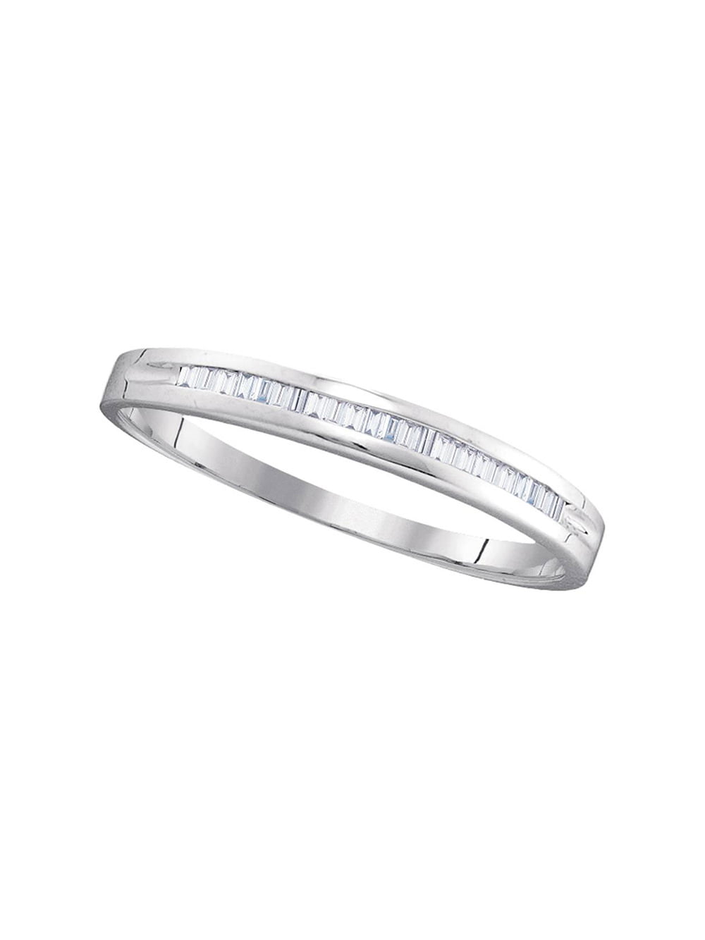 Sterling Silver Womens Baguette Diamond Wedding Anniversary Band Ring 1/6 Cttw 
