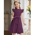 thumbnail image 3 of Arshiner Tween Girls Summer Dress Formal Ruffle Sleeve A Line Casual Elegant Dresses with Belt, 3 of 6