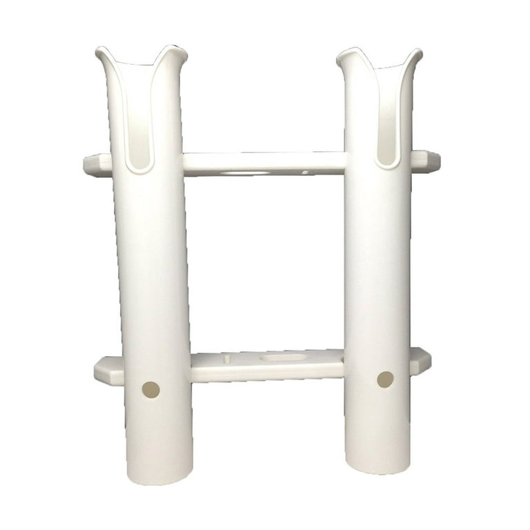 Pactrade Marine Boat White UV Stabilized Plastic Fishing Rod Holder Two Tube Dual