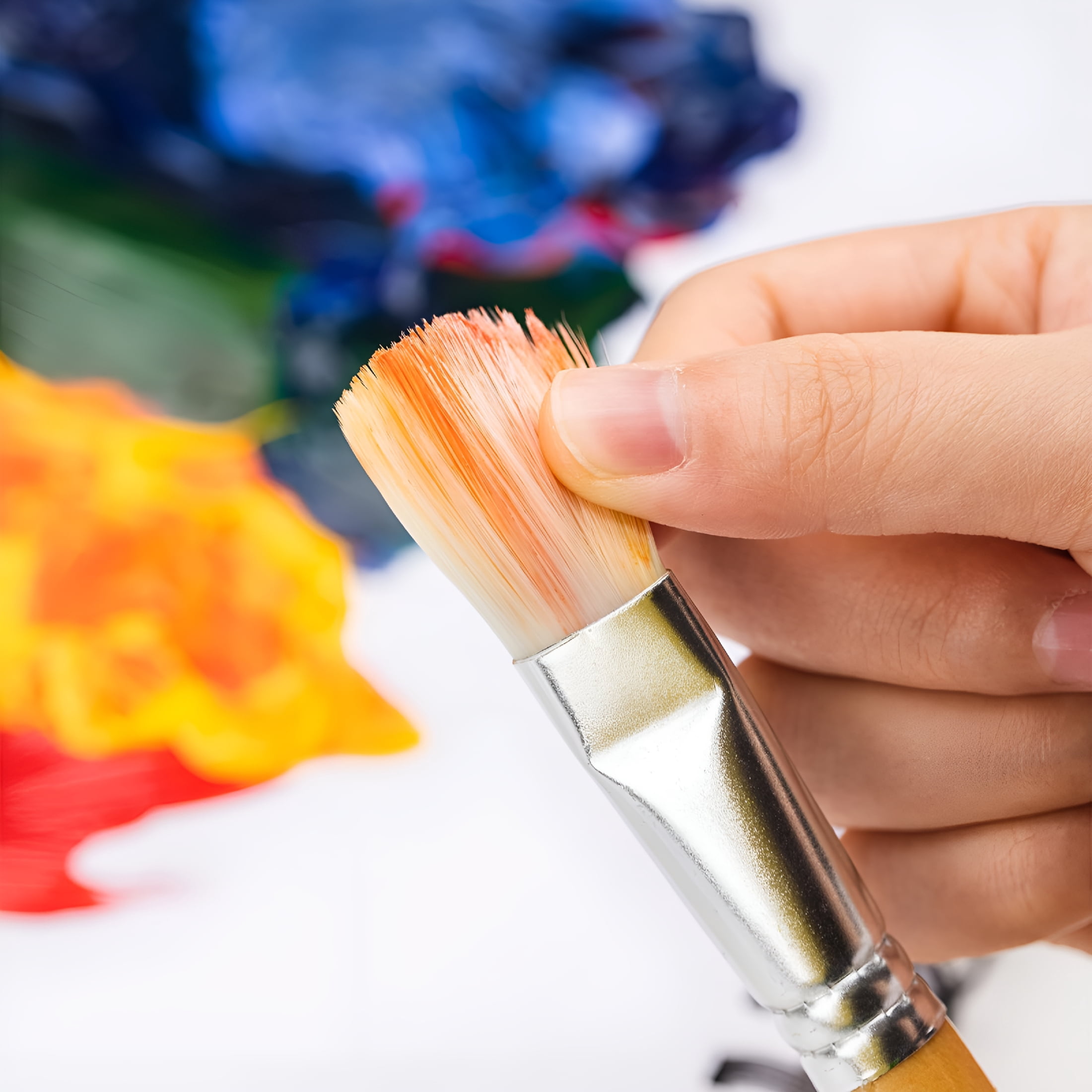CCOCC Multi-Shaped Polyester Paint Brushes for Acrylic,Oil,Watercolor,Gouache,Fine Detailing,Face Painting,24 Count Different Sizes,Wood Color