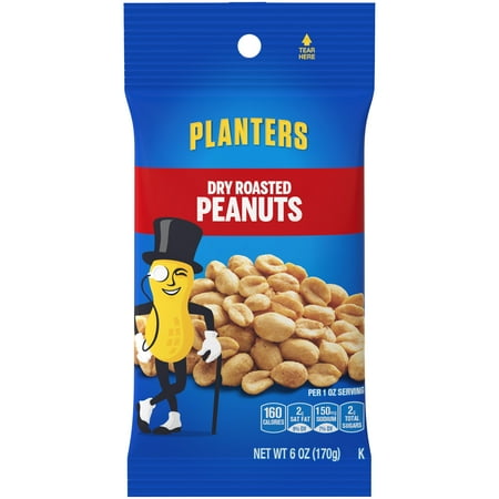Planters Dry Roasted Peanuts Bag, 6 Ounce