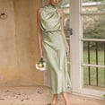 thumbnail image 5 of GZWYHT Dresses for Women 2025,Prom Dresses Women's Satin Dress Elegant Sleeveless Mock Neck Cocktail Party Maxi Dresses Formal Dresses,Graduation Dress,Green 2 Dress,Party Dresses S, 5 of 9