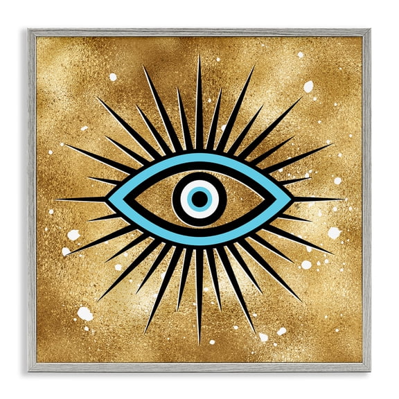 Stupell Industries Glam Evil Eye on Speckled Glam Gray Framed Giclee Art, 12 x 12, by Martina Pavlova