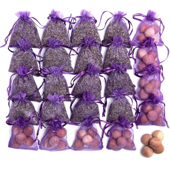Pack of 24 Lavender Cedar Sachets Bag - 16 Lavender, 8 Cedar for Closet, Drawer, Dresser, Wardrobe and More, LV-D-LC-1