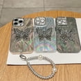 thumbnail image 5 of Designed for iPhone Case,Luxury Electroplated Feather Butterfly Pattern with Hand Bracelet Shockproof Protective Cover Phone Case (iPhone 14 Pro,Silver), 5 of 5
