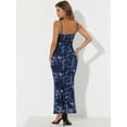 thumbnail image 4 of DARING DIVA Floral Maxi Spaghetti Strap Bodycon Dress XS Black Blue, 4 of 6