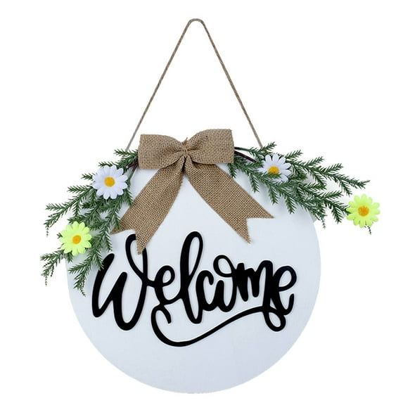 12" Welcome Sign for Front Door Round Wood Sign Hanging Welcome Sign for Farmhouse Decor, Wall Hanging Outdoor Front Porch Holiday Decor for Housewarming Gifts Fall Christmas Easter