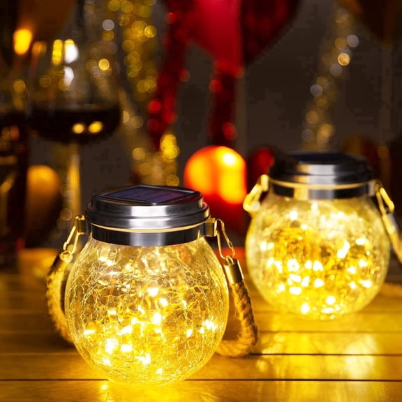 MIKISS 2-pack Solar Globe Lights, Cracked Glass Ball Balls Garden Lights,  Waterproof Outdoor Decorations Patio & Yard Lawn Backyard Decor