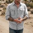thumbnail image 5 of DeHolifer Men's Denim Shirt Plus Size Solid Color Button Down Long Sleeve Cowboy Work Shirts Gray XL, 5 of 5
