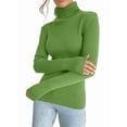 thumbnail image 1 of Suéteres Acanalados para Mujer, Lindos Suéteres de Punto de Cuello Alto, Ajustados y Cálidos Verde un Tamaño, 1 of 9