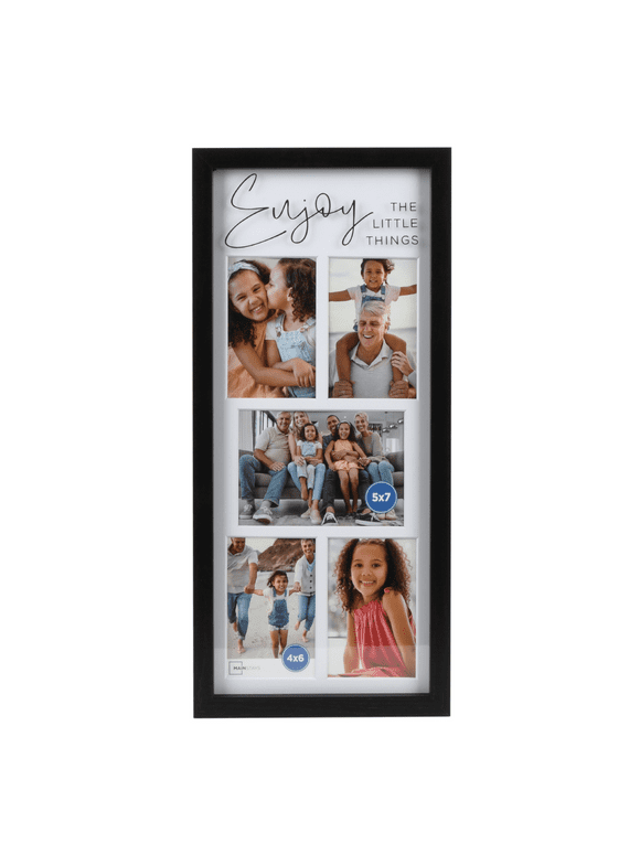Mainstays 10x22 5-Opening Sentiment Collage Picture Frame, Black