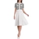 thumbnail image 1 of Vestido de suéter de rayas para mujer INSPIRE CHIC, vestido de punto de manga corta con vuelo, 2025, 2XL, negro, 1 of 5