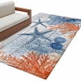 thumbnail image 2 of Summer Ocean Washable Area Rugs 3'x5', Nautical Sea Orange Blue Starfish Corals Wood Grain Low Pile Throw Living Room Rug Non-Slip Sturdy Edge Binding Carpet for Indoor Entryway Bedside Kitchen, 2 of 9