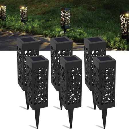 Outdoor LED Solar Pathway Lights 6 pack Solar Garden Lights  Waterproof Hollow-Out Landscape Lighting Decoration  For Pathway Lawn Patio Garden Driveway
