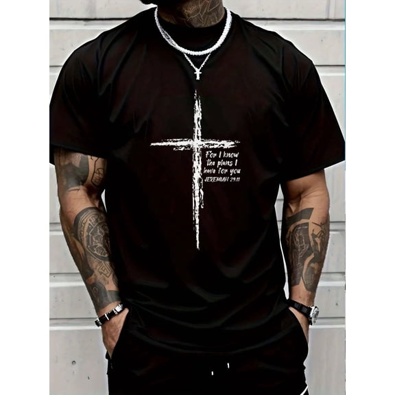 100% Cotton Casual Tshirt Cross I Know The Plans Verse Bible Jesus God Christian Gift T-Shirt Women's Men Graphic Tee