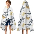 thumbnail image 3 of White Butterfly Dragonfly Pattern Hooded Bath Towel，60"x35" for Ages 3 To 12 Kids, Quick Dry Lightweight Soft Microfiber Hood Beach Towel Cover Up for Kids, 3 of 7