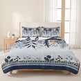 thumbnail image 3 of Quilts Twin Size Bedding Set, Navy Blue Poinsettia Christmas Lightweight Quilted Comforter, Xmas Winter Flowers Leaves Soft Reversible Bedspread Coverlet with Pillow Covers for All Season, 68" x 86", 3 of 9