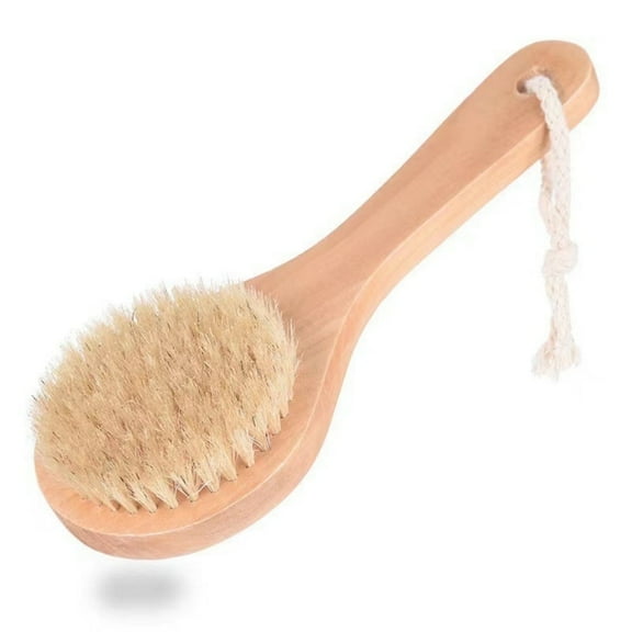 Short Handle Body Brush, Natural Bristles Wooden Bath Brush Shoulder Back Exfoliating Dry Brushing Skin Care