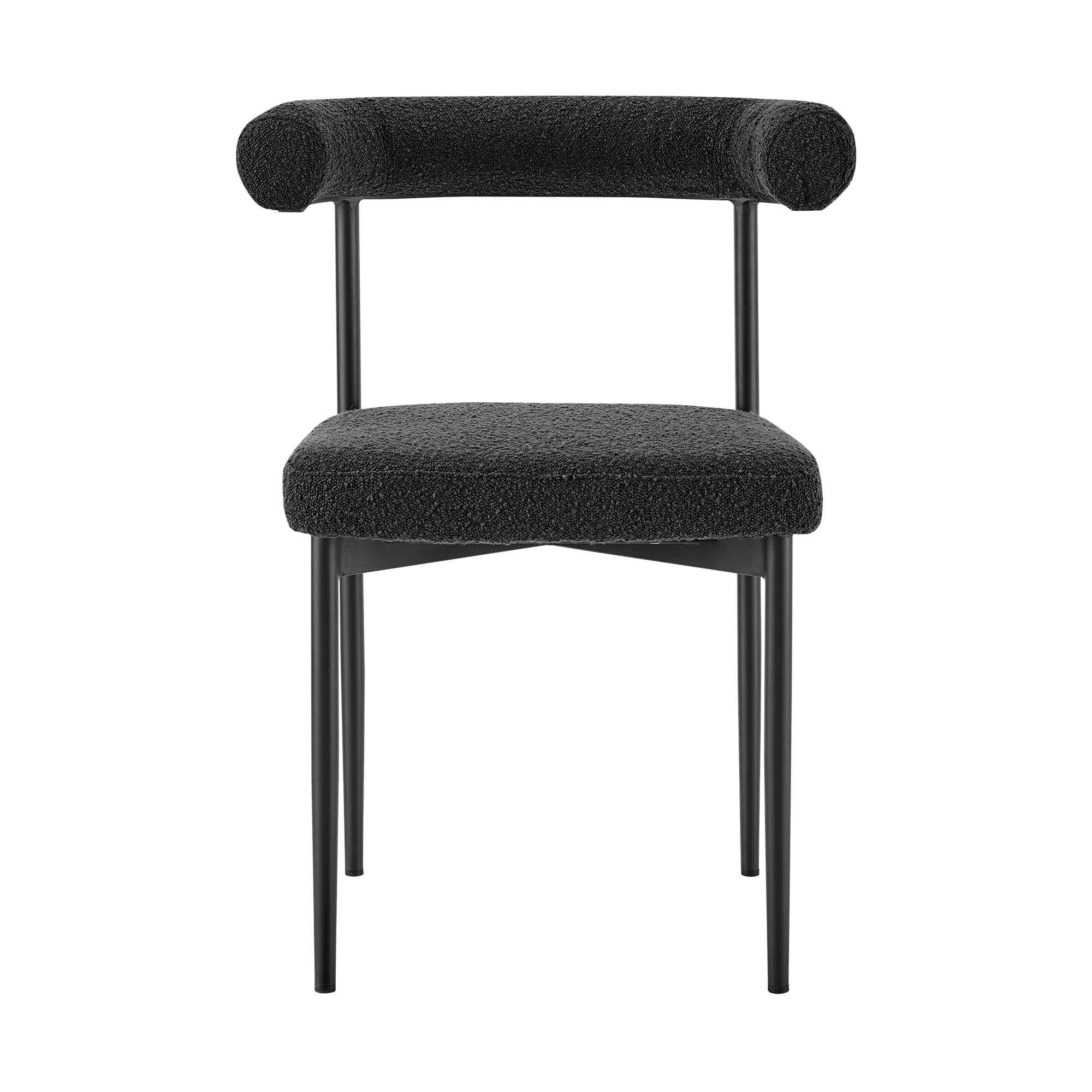 Veronica Shannon 5 Piece Round Glass Dining Table Set with Matte Black Iron and Black Fabric